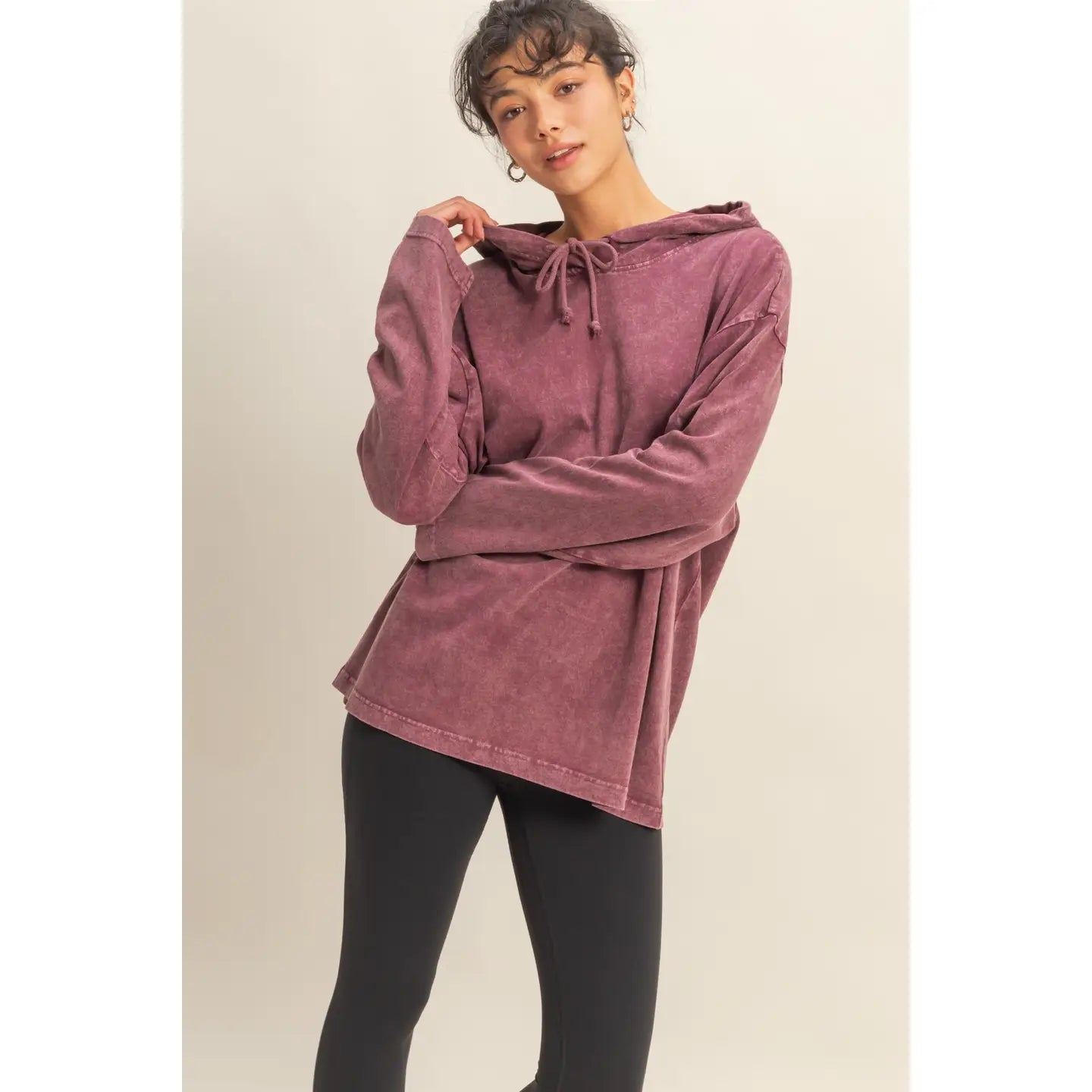Oversized Hooded Long-Sleeve Top