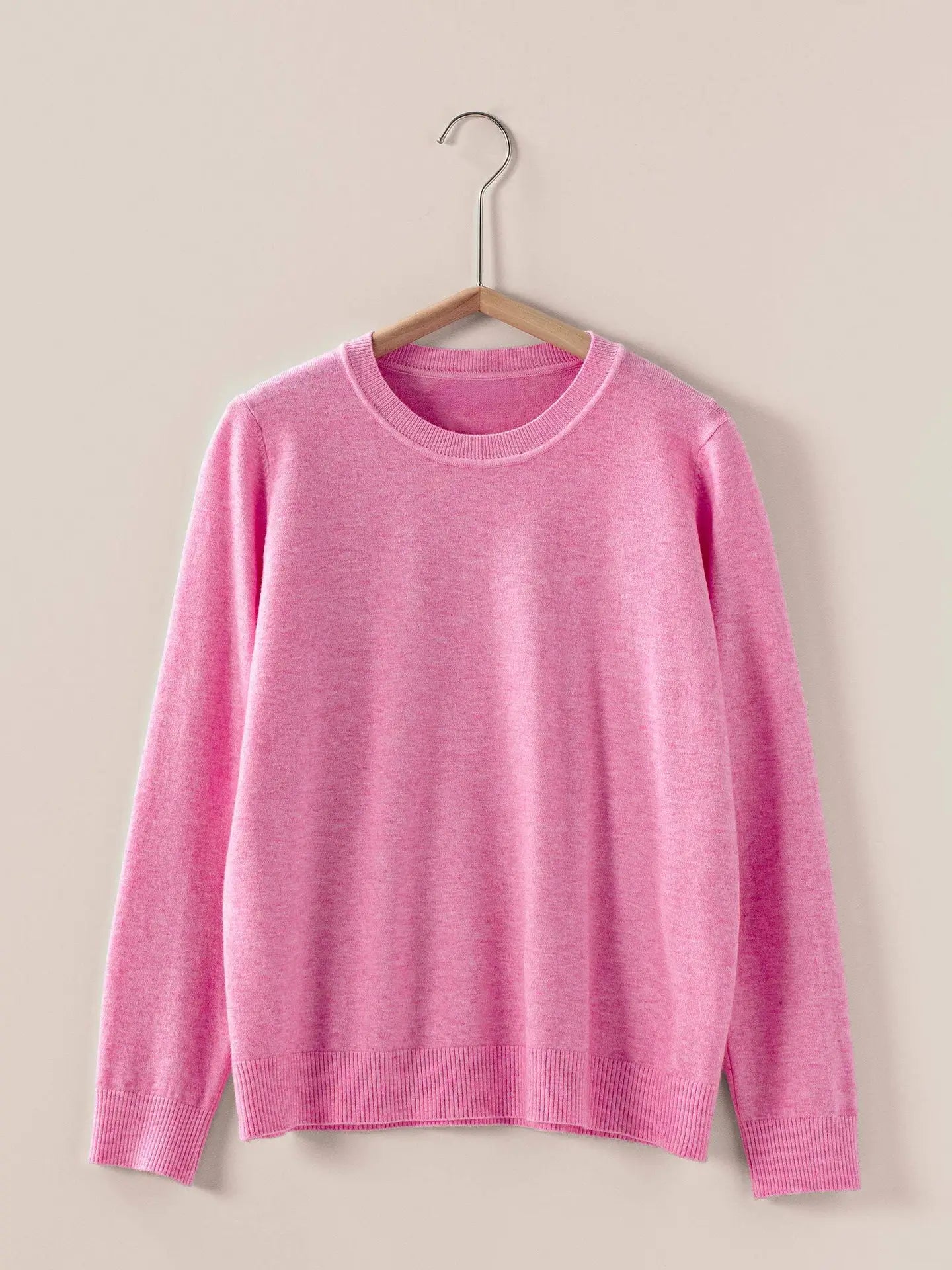 Soft Viscose Blend Crewneck Knit Pullover