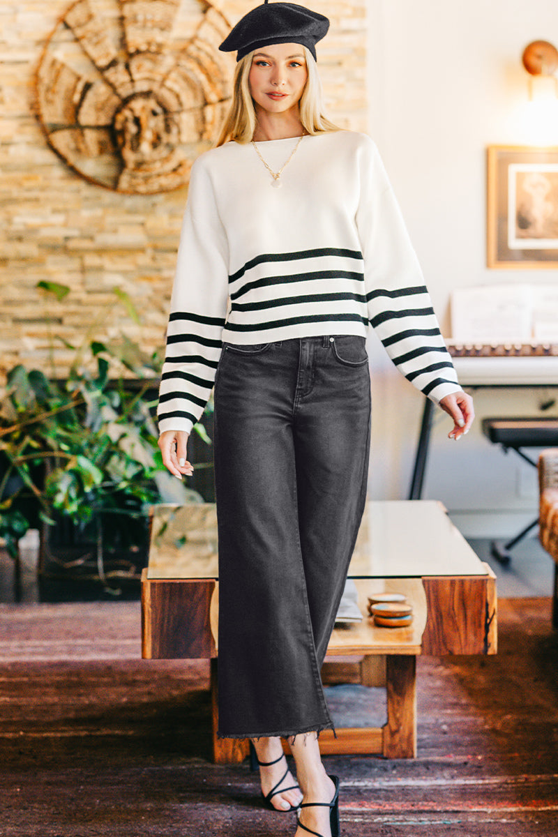 High rise washed black on cropped jean pants