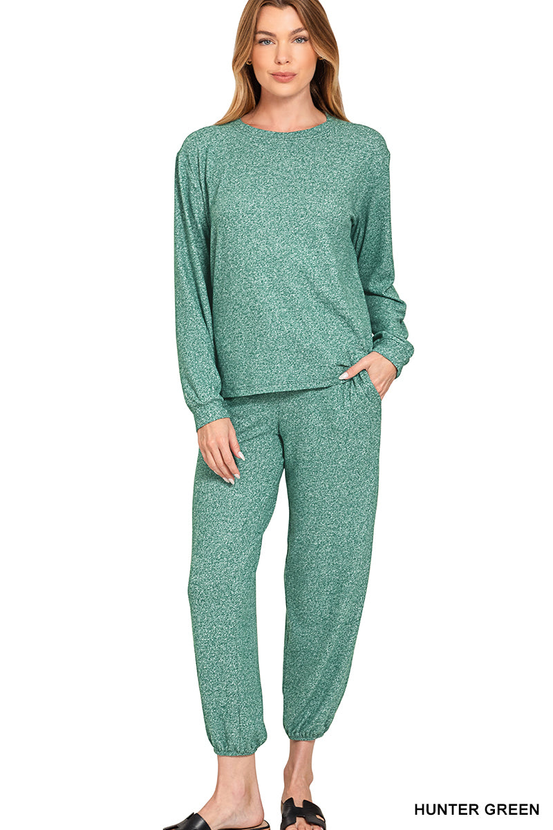 Hacci long sleeve round neck tee & joggers set