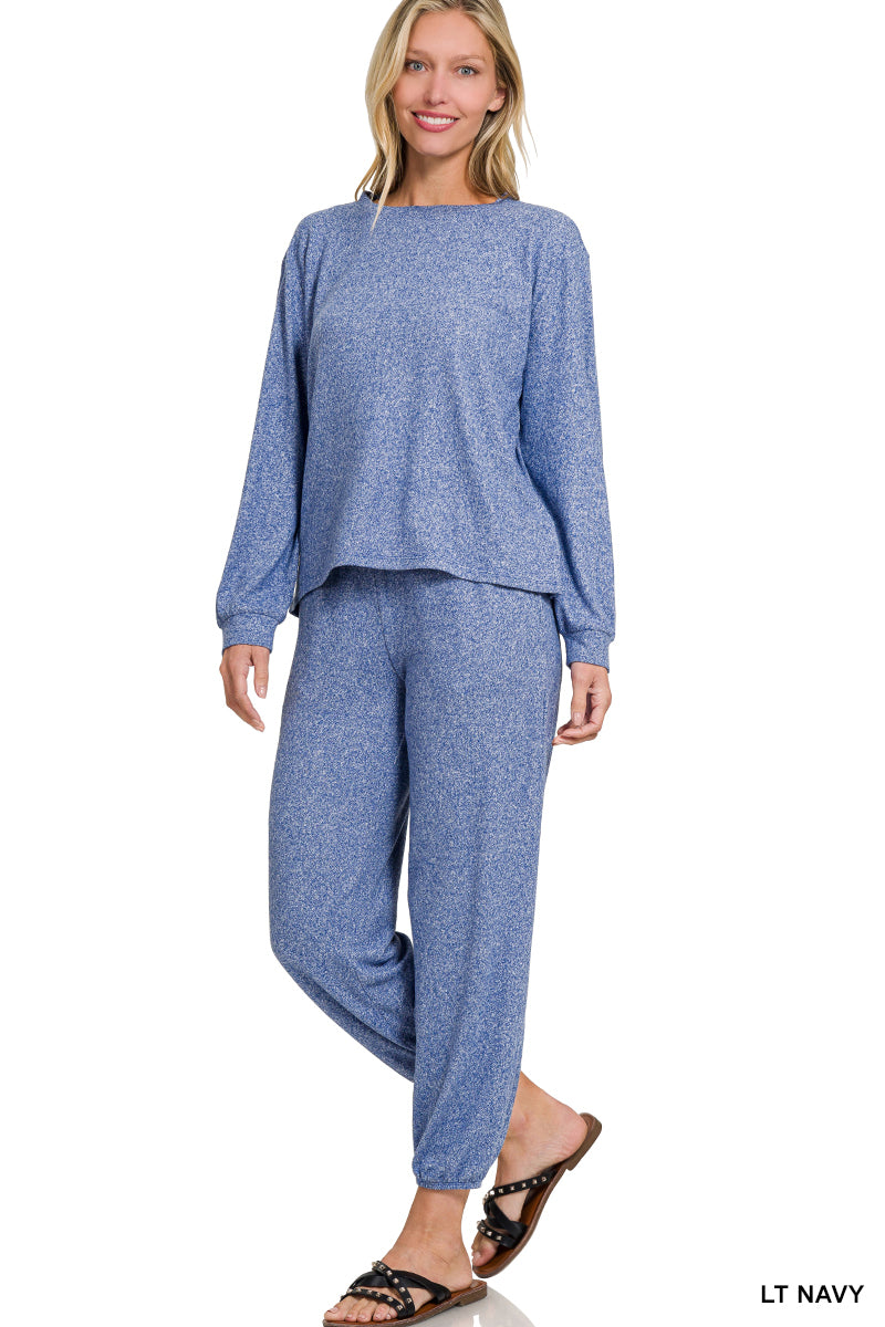 Hacci long sleeve round neck tee & joggers set