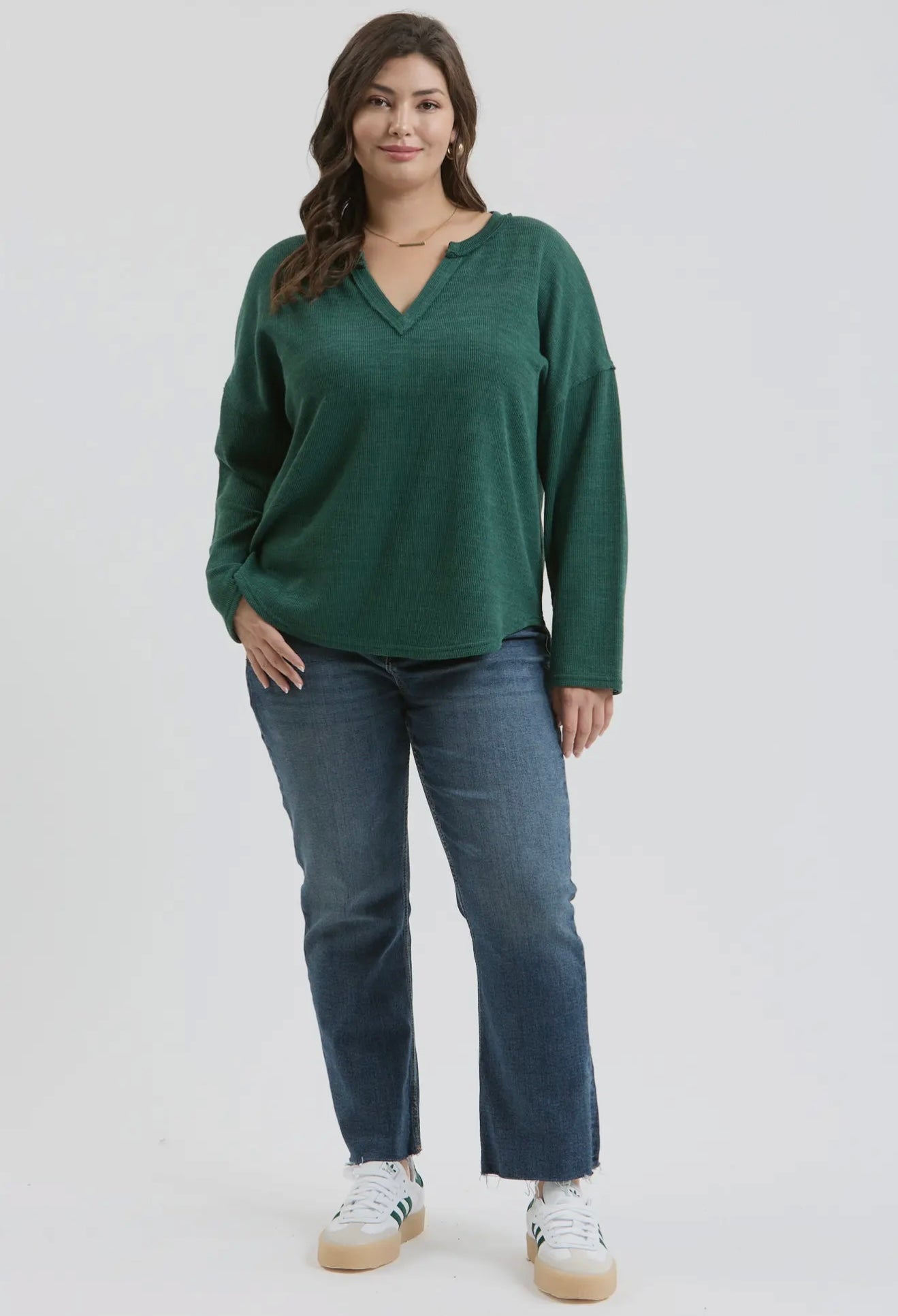 Plus Size Solid Notch Neck Knit Top 1x, 2x and 3x only