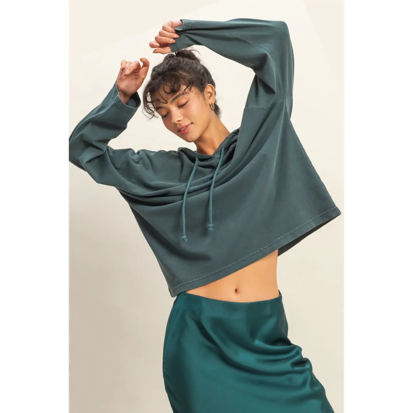 Oversized Hooded Long-Sleeve Top
