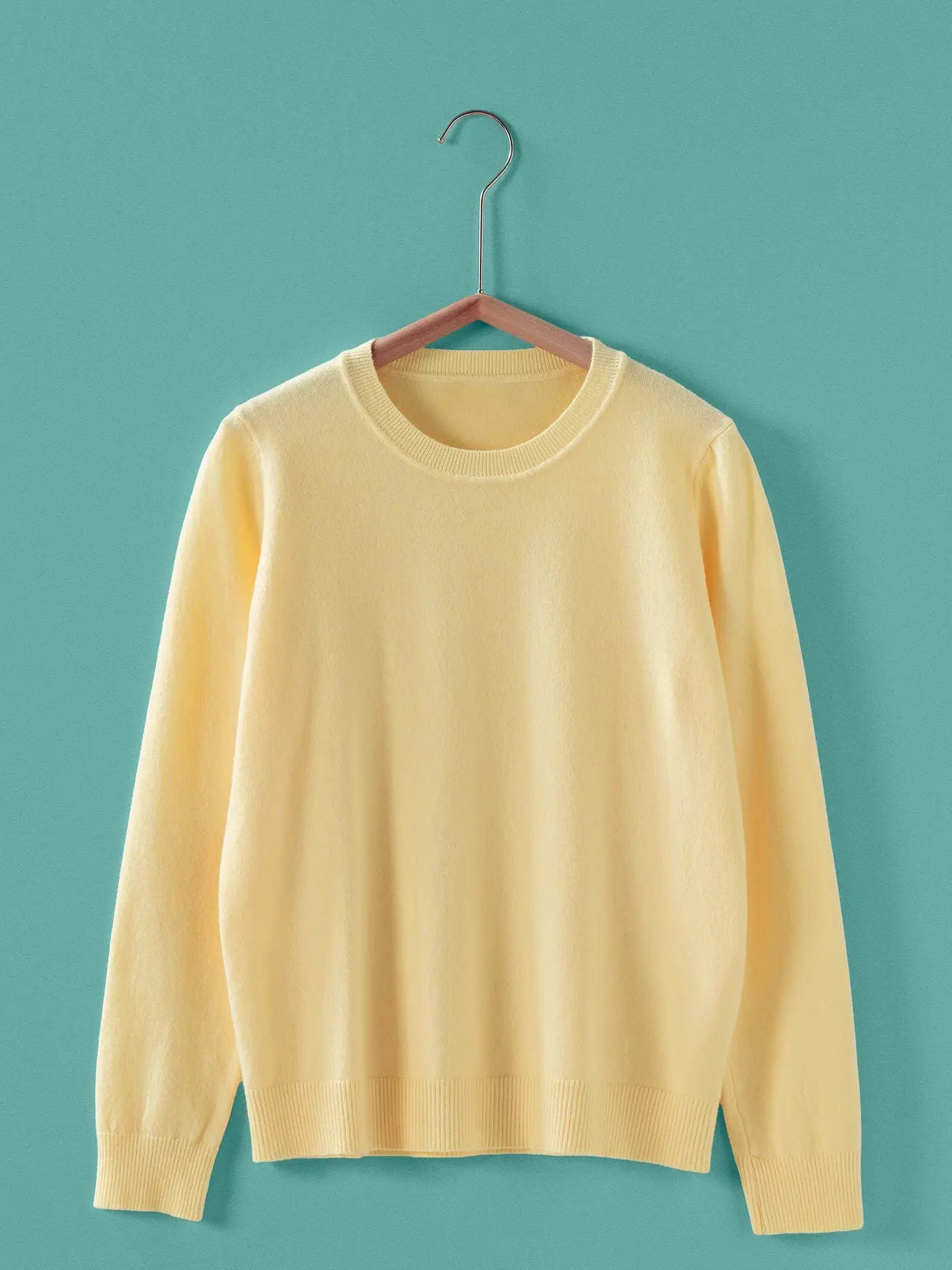 Soft Viscose Blend Crewneck Knit Pullover
