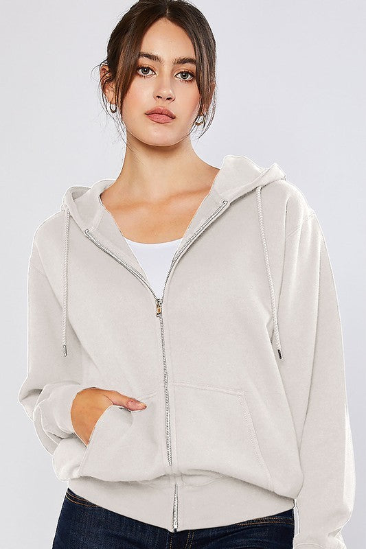 Oversized Fleece Boyfriends Fit Zip Up Jacket