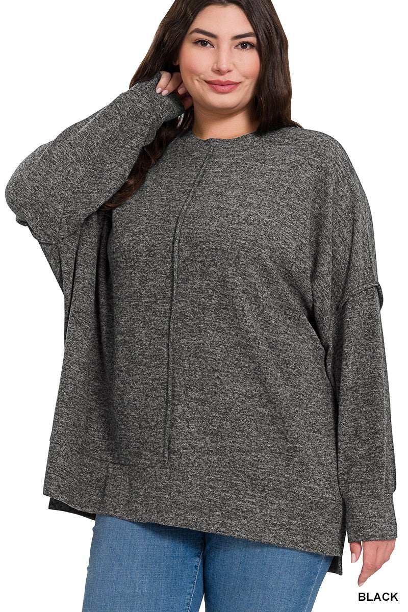 PLUS BRUSHED MELANGE HACCI OVERSIZED SWEATER