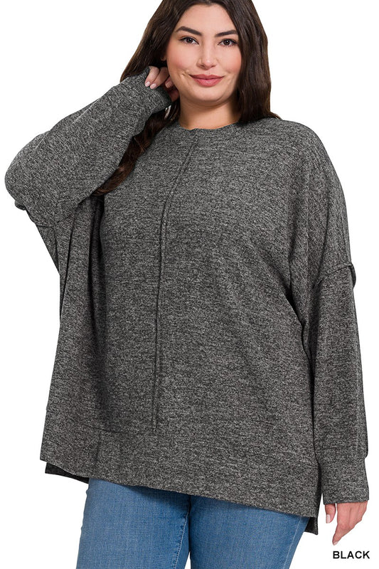 PLUS BRUSHED MELANGE HACCI OVERSIZED SWEATER