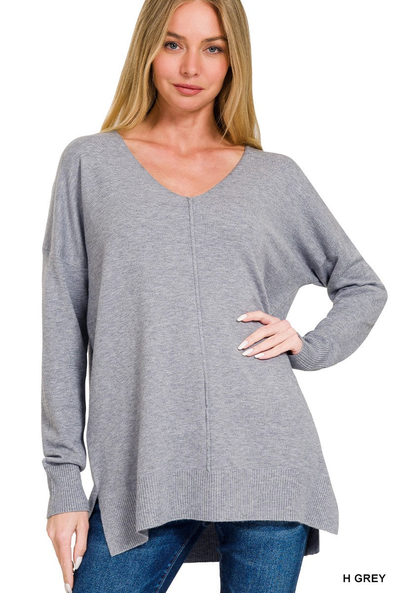 VALERIE V-NECK FRONT SEAM SWEATER