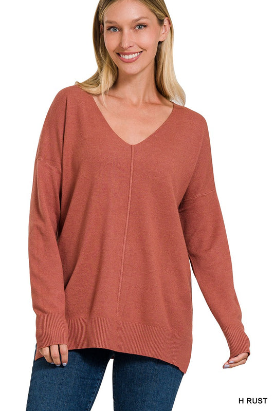 VALERIE V-NECK FRONT SEAM SWEATER