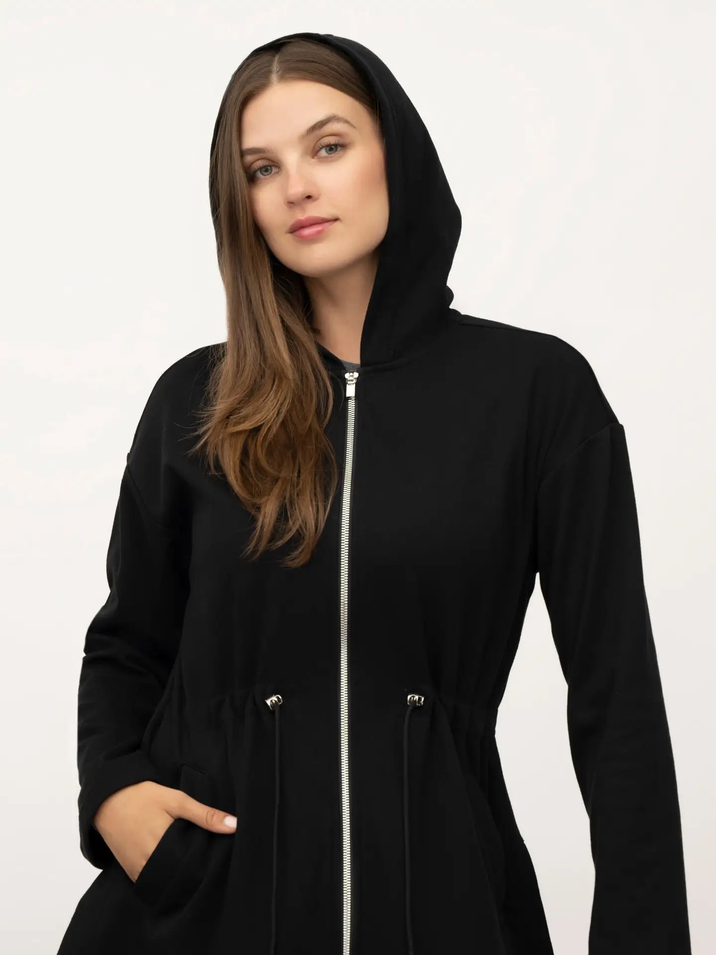 Yogalicious Long Line Zip Hooded Waist Jacket