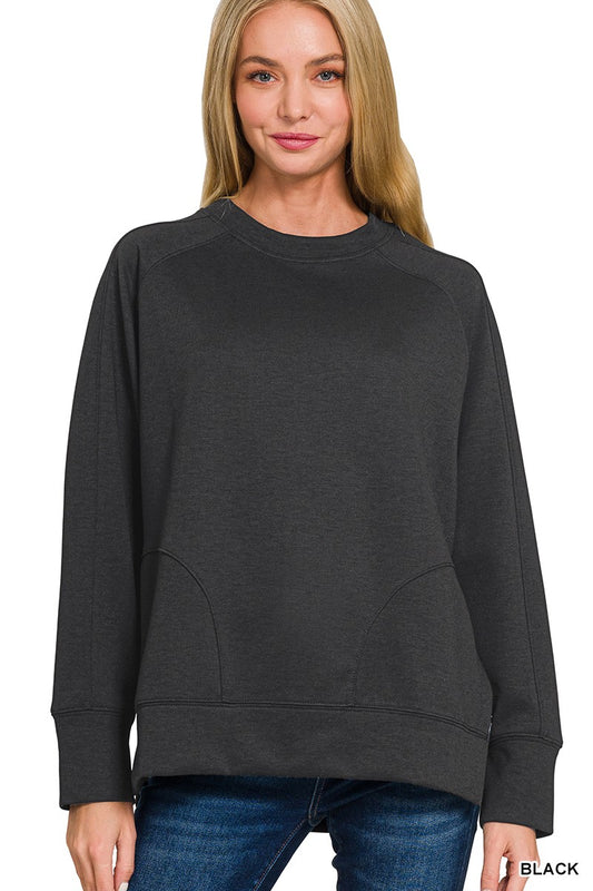 ARIEL ROUND NECK PULLOVER WITH SIDE SLITS