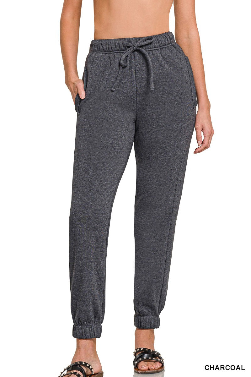 FLEECE DRAWSTRING JOGGERS WITH POCKET