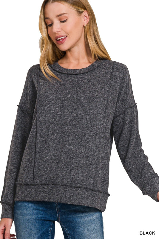 Brushed Hacci Drop Shoulder Sweater