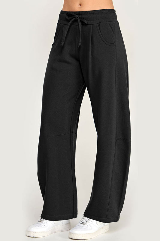 Fleece Baggy Barrel Leg Fit Mid Rise Sweatpants