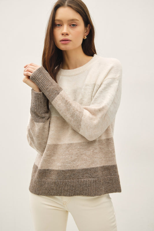 Striped Colorblock Sweater Hem and Thread Brand
