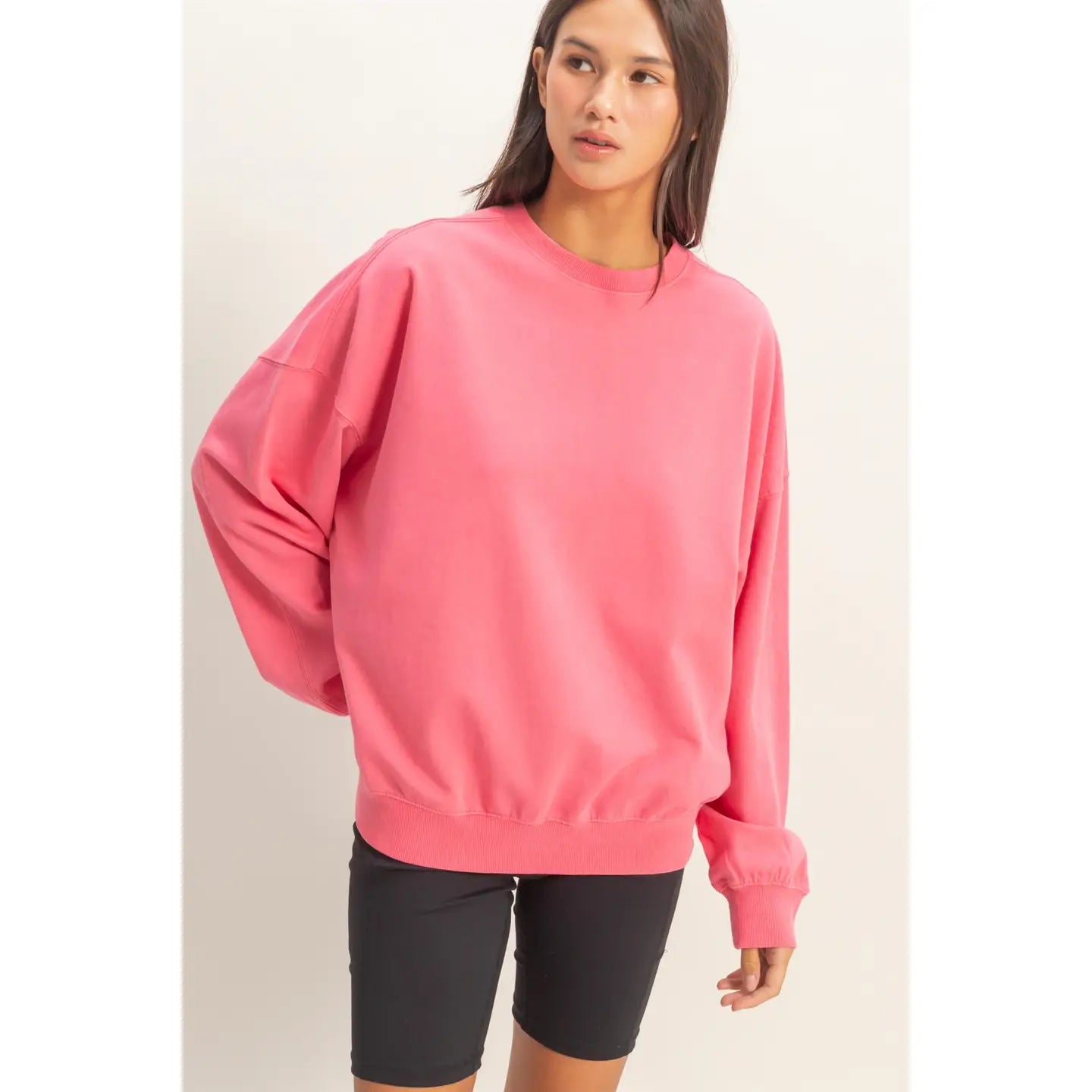 Ribbed Crew Neck Sweatshirt