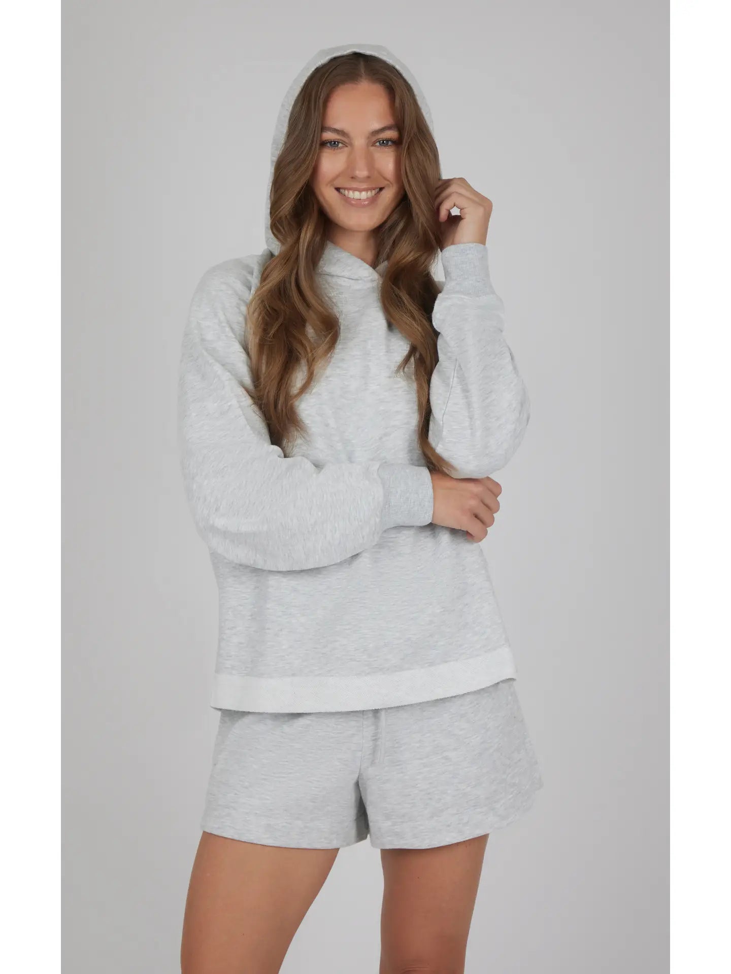 Washed Terry Relaxed Hoodie With Raw Edge