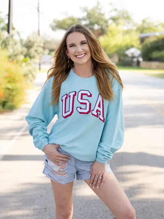 USA - Embroidered Corded Sweatshirt