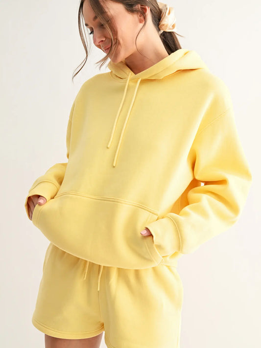 Cotton Blend Drop Shoulder Hoodie