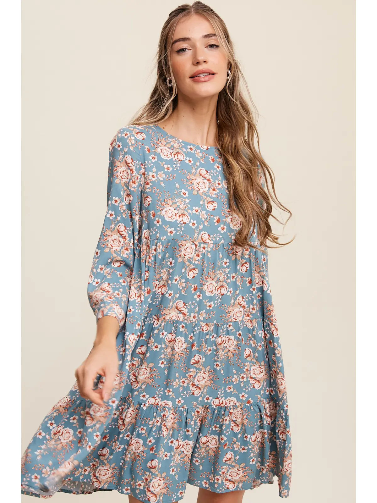 Floral Print Babydoll Midi Dress