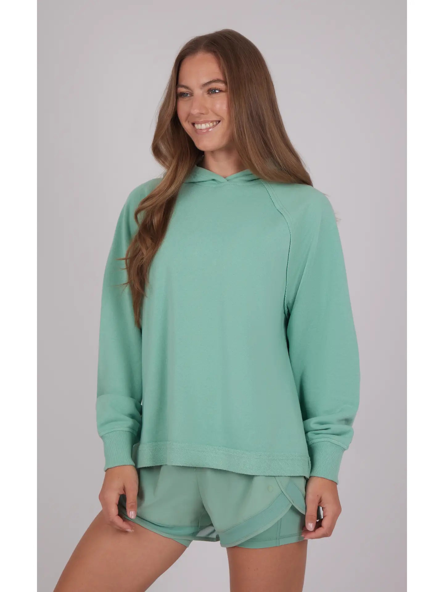 Washed Terry Relaxed Hoodie With Raw Edge