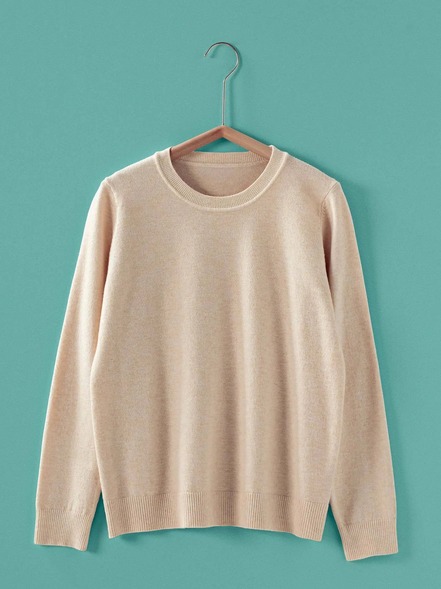 Soft Viscose Blend Crewneck Knit Pullover