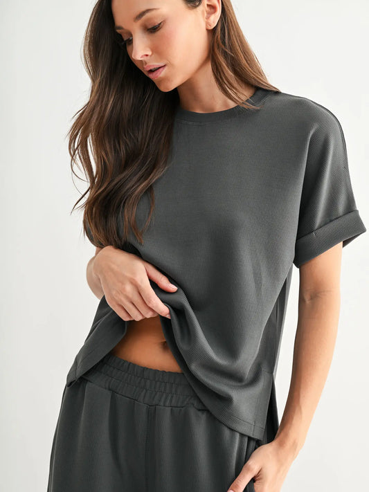 Luxe Sand Wash Rib Lounge Tee