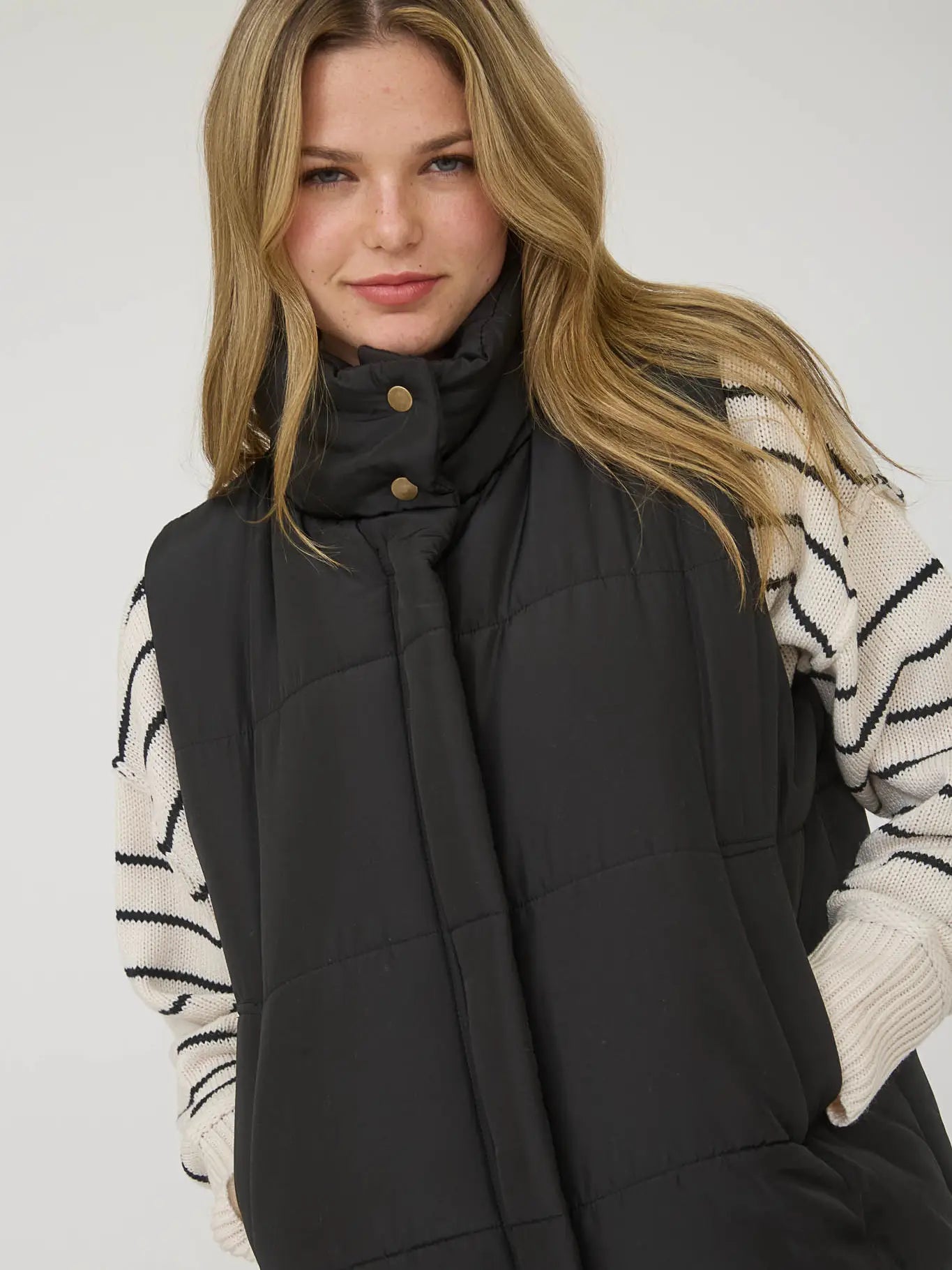 Solid Zip up puffer vest
