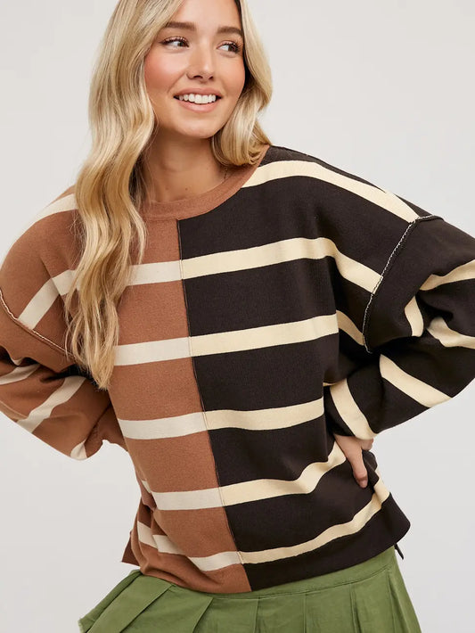 Striped Color Block Sweatshirt