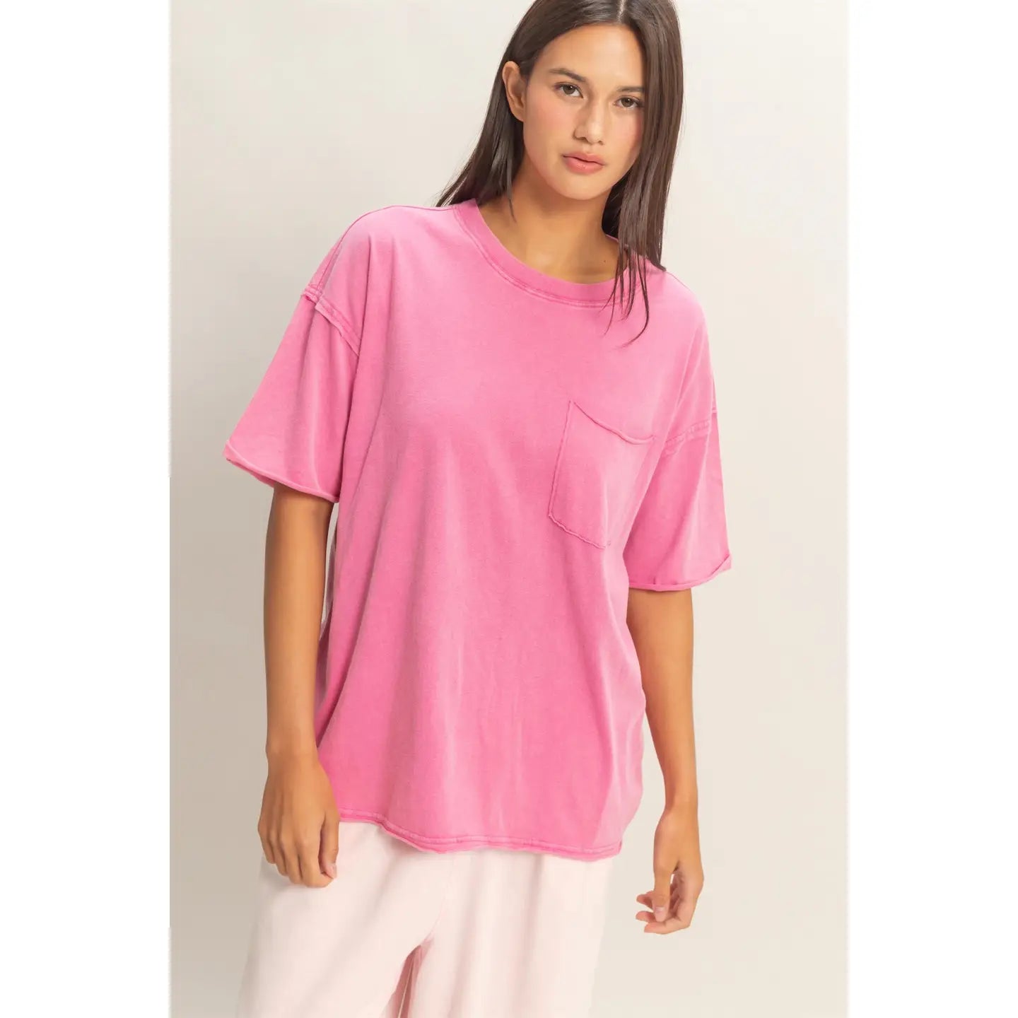 Washed Pocket Crew Neck T-Shirt