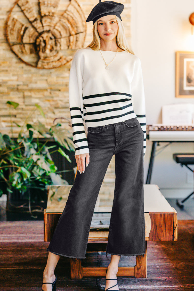 High rise washed black on cropped jean pants