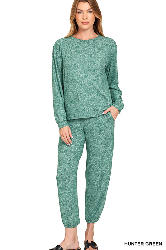 Hacci long sleeve round neck tee & joggers set