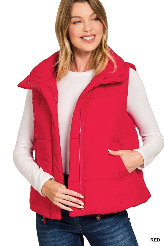 Solid Zip up puffer vest