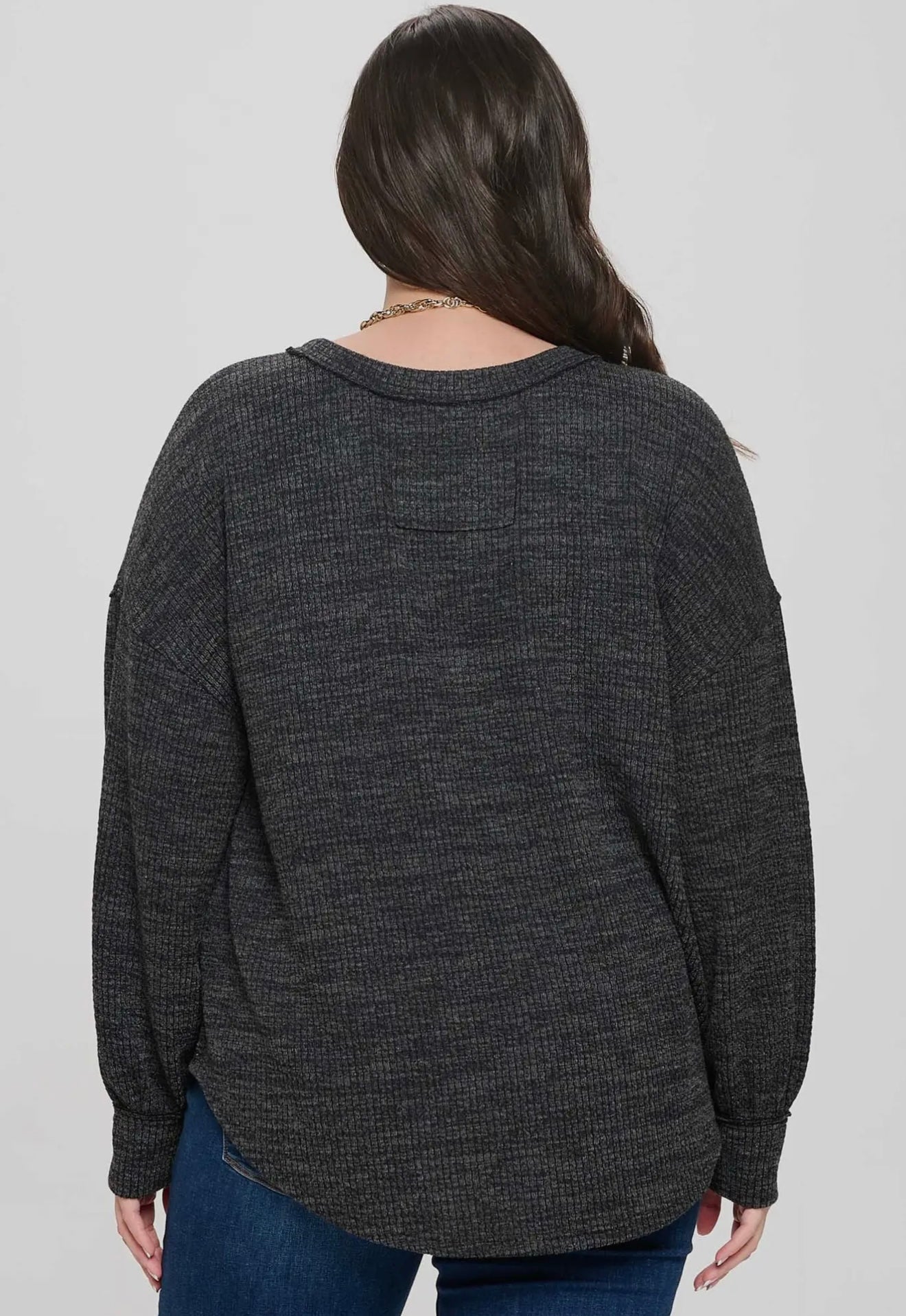 Plus Size Drop Shoulder Long Sleeve Sweater Knit Top 1x, 2x and 3x onlu