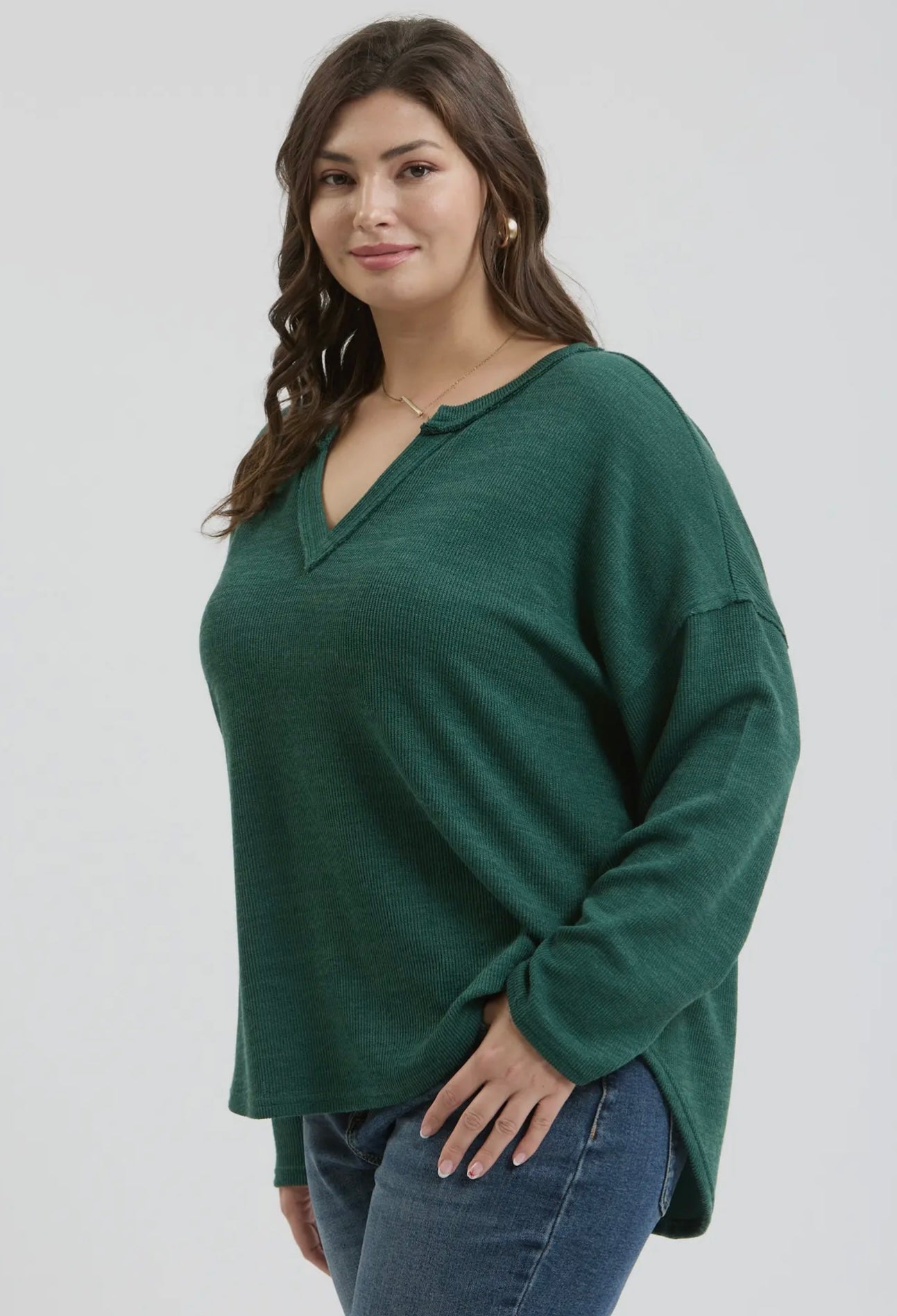 Plus Size Solid Notch Neck Knit Top 1x, 2x and 3x only