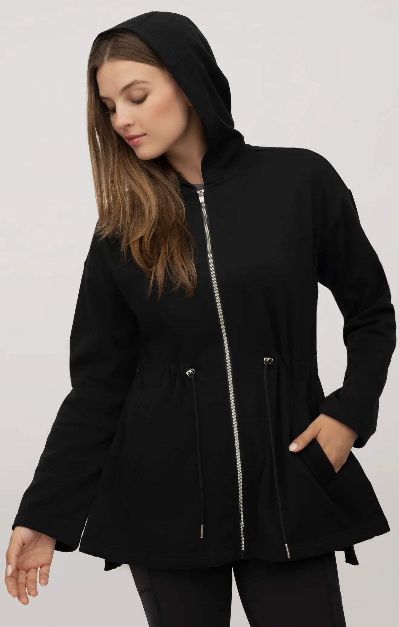 Yogalicious Long Line Zip Hooded Waist Jacket