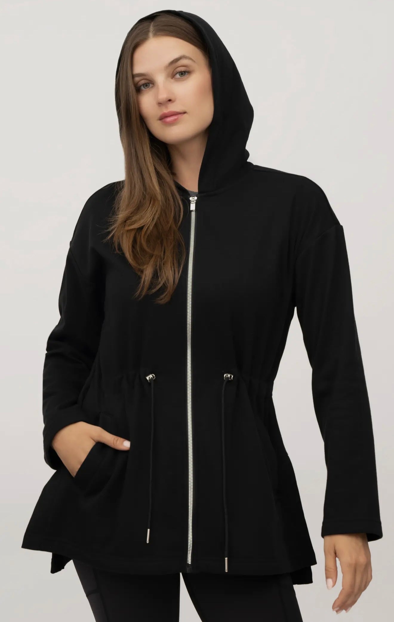 Yogalicious Long Line Zip Hooded Waist Jacket