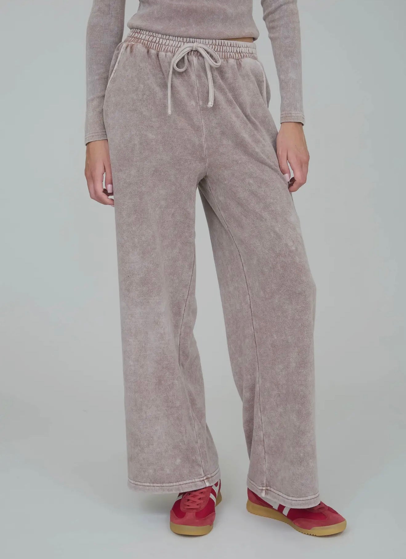 Washed Wide Leg Drawstring Lounge Pants