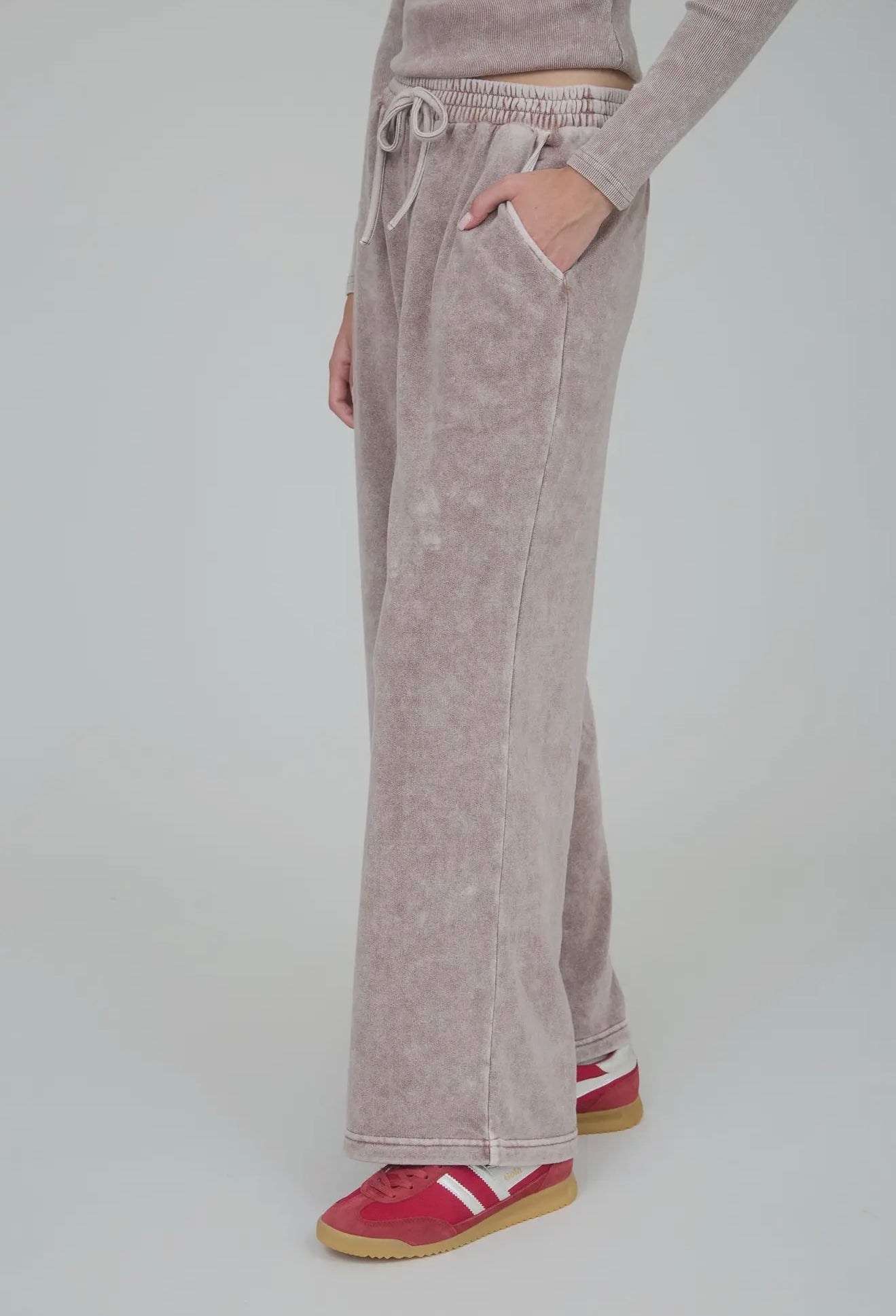 Washed Wide Leg Drawstring Lounge Pants