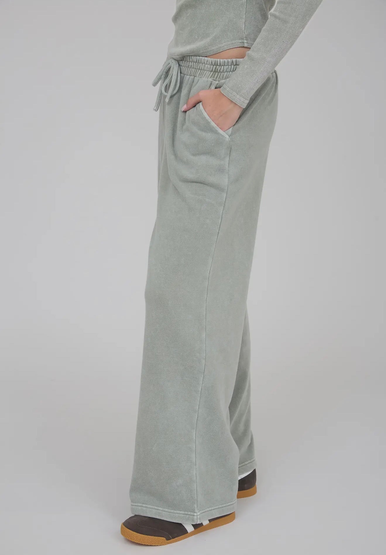 Washed Wide Leg Drawstring Lounge Pants