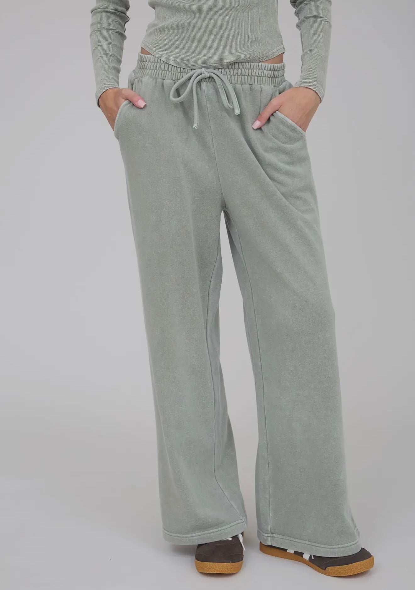 Washed Wide Leg Drawstring Lounge Pants