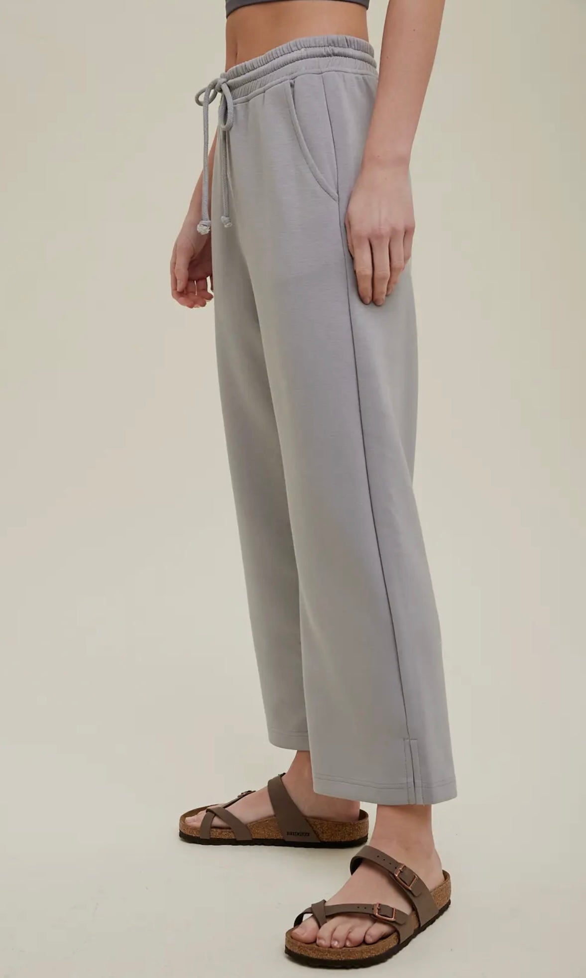Scuba Crop Pants with Side Slits