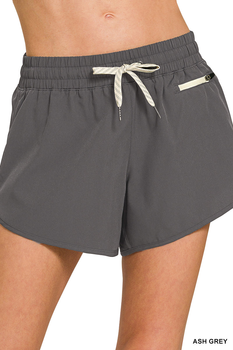 Soft woven lined shorts with zip coin pocket