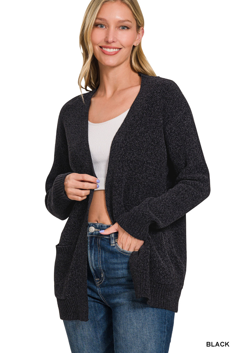 Melange open front sweater cardigan