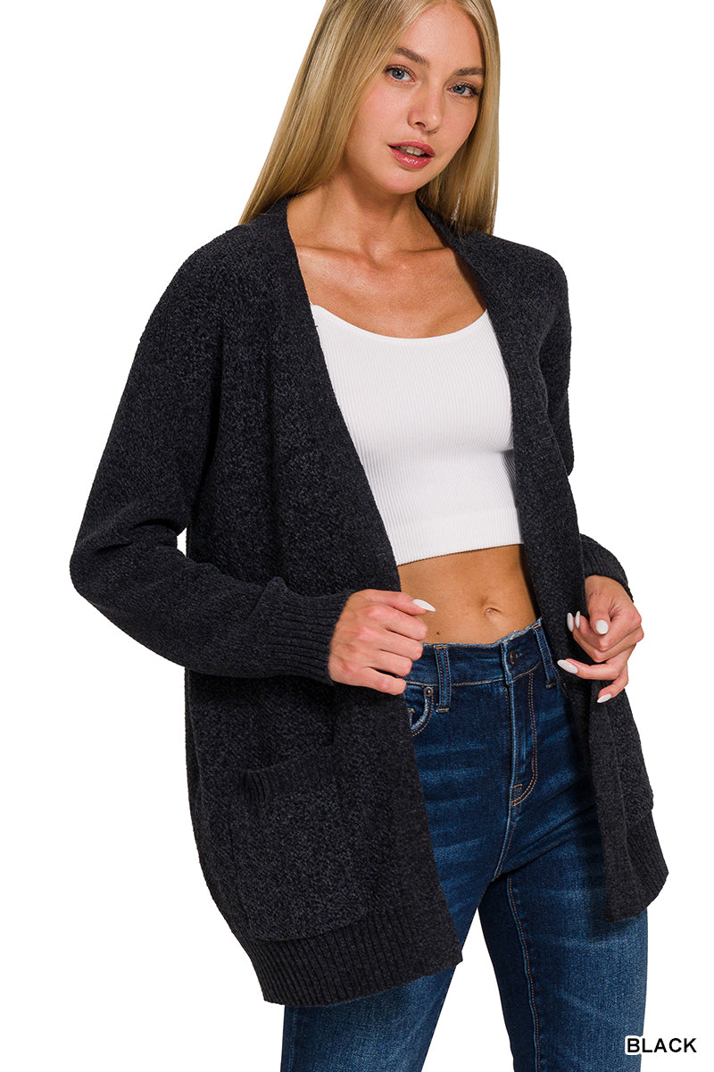 Melange open front sweater cardigan