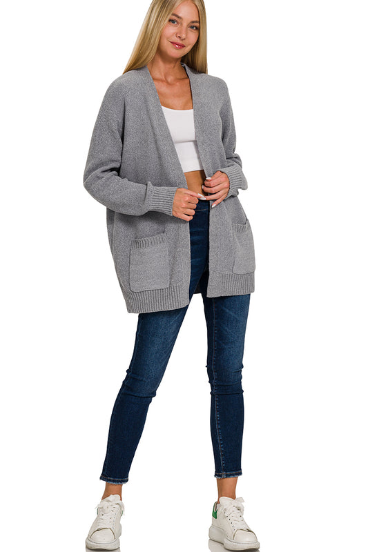 Melange open front sweater cardigan