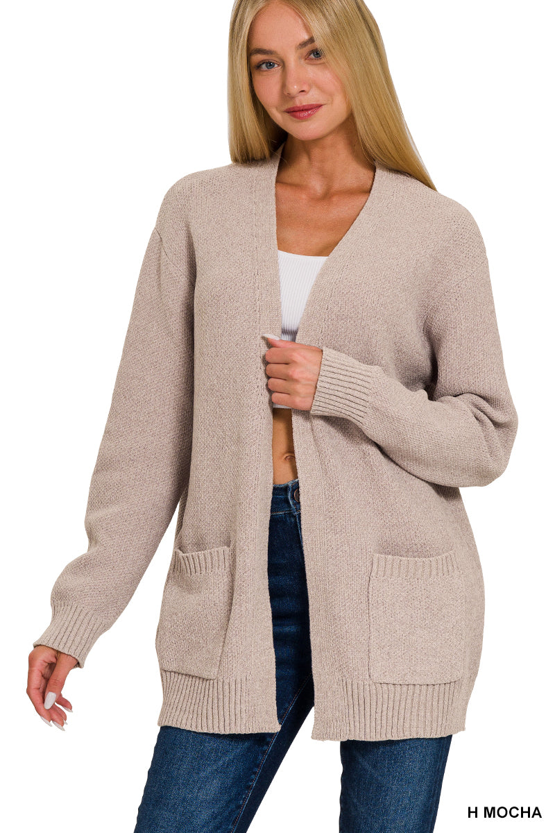 Melange open front sweater cardigan