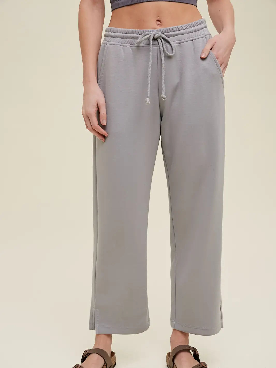 Scuba Crop Pants with Side Slits