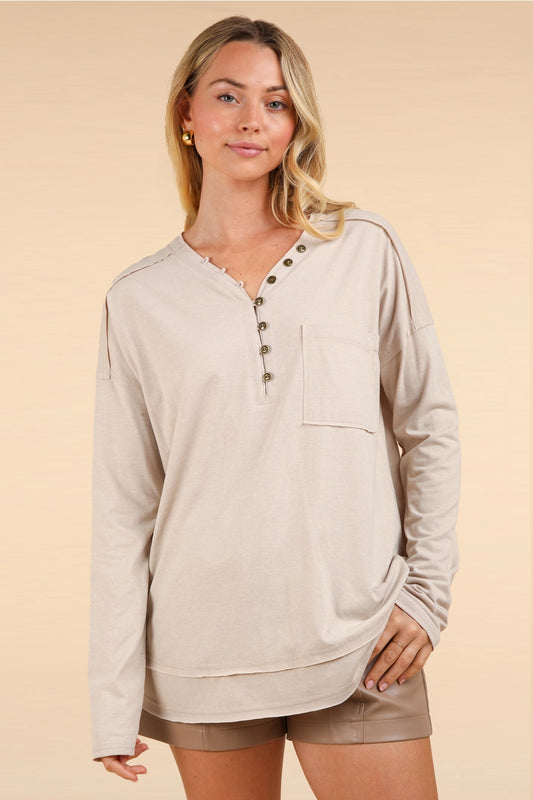 Mineral Washed Cotton Comfy Knit Top