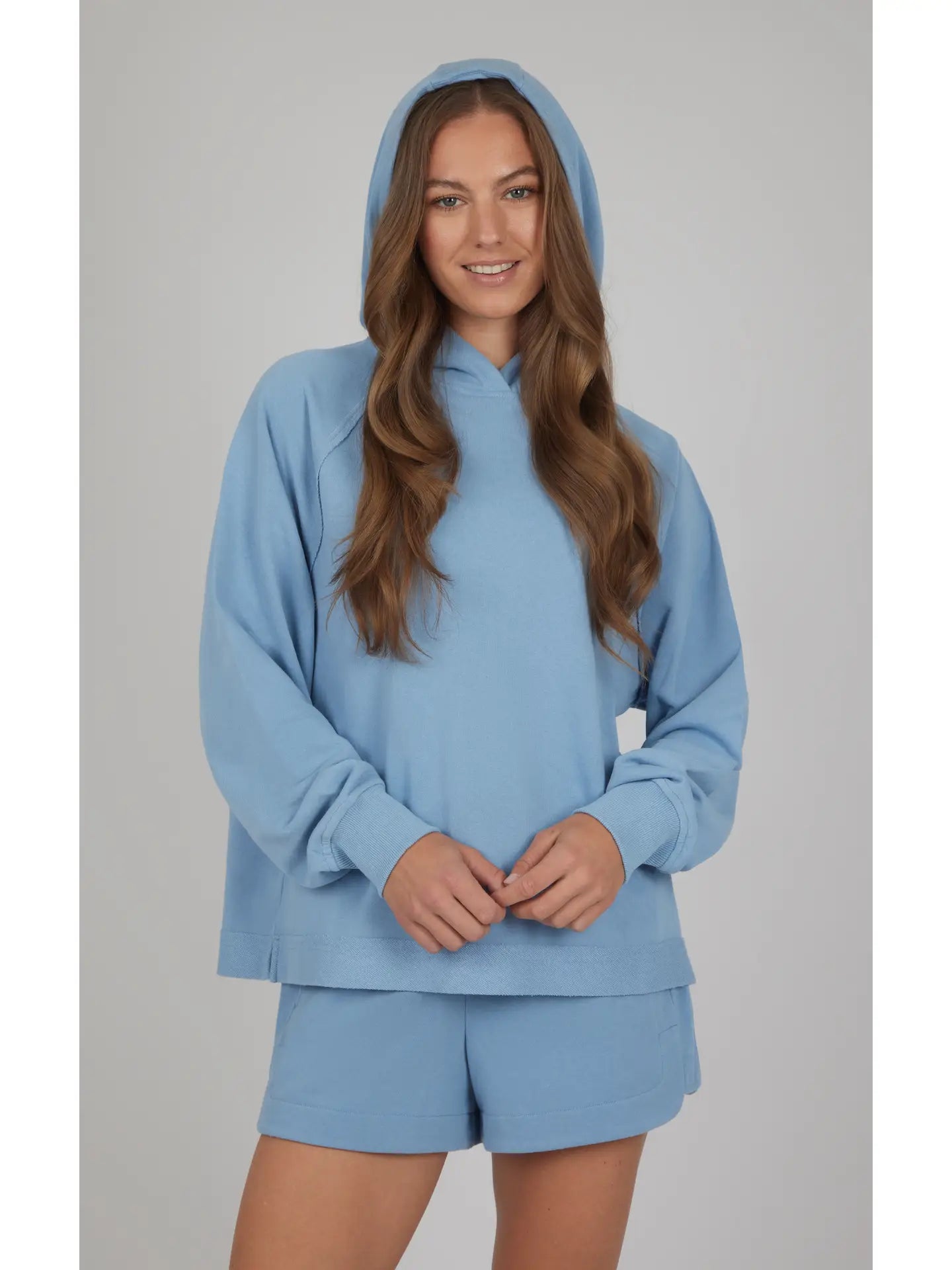 Washed Terry Relaxed Hoodie With Raw Edge